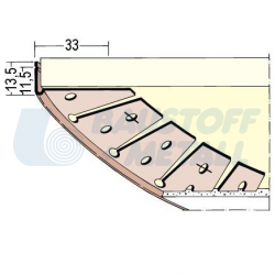 Ъгъл PVC за свод едностранно, рамо 13х33 мм, Протектор 03768, дължина 3м, изграждане гипскартон при овални форми, произведено в Германия, 1 брой 3 м