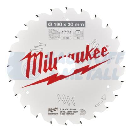 Диск с твърдосплавни пластини Milwaukee 190×1.6x30x24