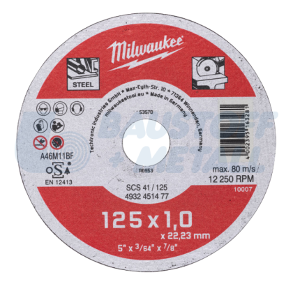 Диск за рязане на метал Milwaukee 125x1.0x22.23